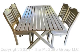 White Painted Wood Table with Four Chairs Garden Set