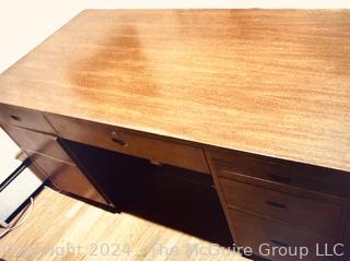 1960's Mid Century Hand Carved Asian Teak Desk with Front Curio Cabinet Behind Fold Away Doors in the front.  Measures 70"L x 32"W x 30"T (Removal for this item is Sunday, Nov. 3 12-2pm at a residence in Arlington, VA to be provided to winning bidder)      




