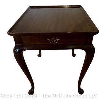 Queen Anne Style Cherry End Table by Henredon.  22" x 26" x 26"