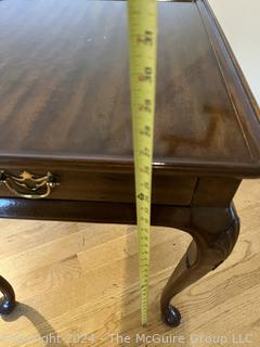 Queen Anne Style Cherry End Table by Henredon.  22" x 26" x 26"