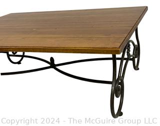 Ethan Allen Rectangular Wrought Iron Base Coffee or Cocktail Table. 34 x 49.5 x 18"