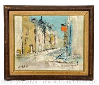 Framed Oil on Canvas Street Scene Signed by Artist Dodd 10.5 x 12.5" 