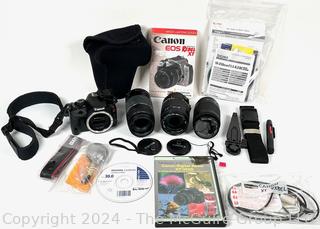 CANON EOS Rebel SL1 Camera with Three Lenses and Accessories (No Battery Charger or Battery)