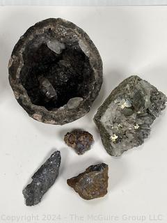 Collection of Rock and Minerals Including Geode 