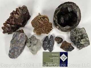 Collection of Rock and Minerals Including Geode 