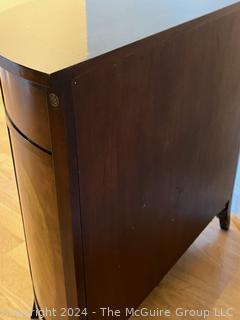 Drexel Heritage Inlaid Mahogany Demilune Console Cabinet.  Doors are locked, no key. 32 x 16 x 32”