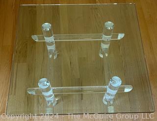 Lucite Acrylic with Glass Top Coffee Table Possibly by Ralph Gambaro (United States 1939-1990) For Les Prismatiques.   36” Square