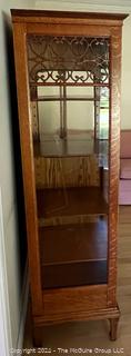 Victorian Oak Side by Side Bookcase & China Cabinet with Bow Front Glass.  18.5 x 32" x 58"