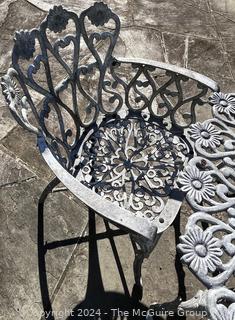 Set of Cast Metal Scroll Work Garden Set Including Table with Four Chairs