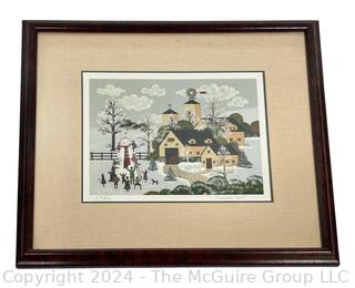 Framed Under Glass Print Titled “Awesome Snowman” Signed by Artist Jane Wooster Scott. 23 x 25”