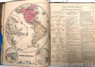 Books including "Giants of the Republic 1895" and 1871 Map book by McNally titled "Improved System of Geography for Schools, Academies and Seminairies"