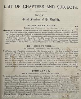 Books including "Giants of the Republic 1895" and 1871 Map book by McNally titled "Improved System of Geography for Schools, Academies and Seminairies"