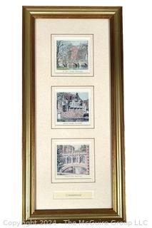 Framed Under Glass of Three (3) Prints of Cambridge, England. 6 x 13”