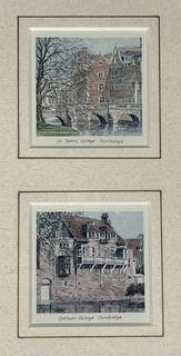 Framed Under Glass of Three (3) Prints of Cambridge, England. 6 x 13”