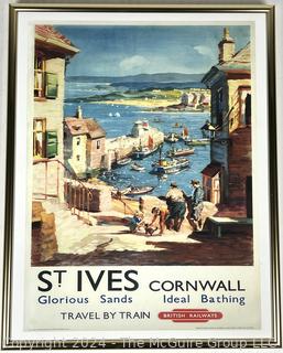 Framed Under Glass Print of Travel Poster for St. Ives Cornwall. 11 x 14” 