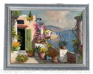 Framed Oil on Artists Board of Amalfi Coast Line. Measures  8 x 10.5”