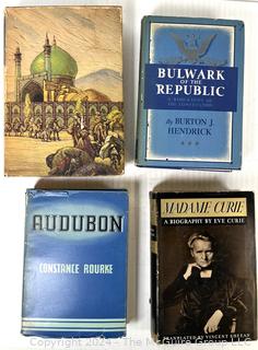 Four (4) Books Including Madame Curie, Audubon & Adventures of Hajji Babba