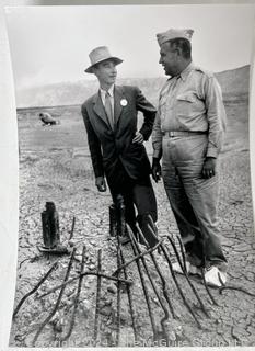 Three (3) Reprinted Photos from Slide Negatives of the Manhatten Project including Robert Oppenheimer.  5 x 7 Photos