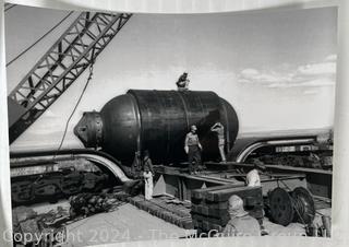 Three (3) Reprinted Photos from Slide Negatives of the Manhatten Project including Robert Oppenheimer.  5 x 7 Photos