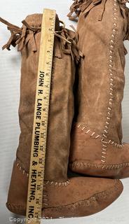 Hand Sewn Leather Moccasin Boots With Fringe 