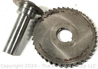 Grouping of Machinist Tools including Schnelltaster System Kroplin 0-5 mm 0,025 mm Germany Metrology Micrometer, Stanley #59 Doweling Jig & Crimping Tool Made by the Daniel's Manufacturing Co. 