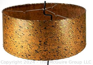 Large Mid Century Modern Foil Paper Whip Stitch Lamp Shade.  19" Diameter, 8" Deep