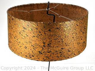 Large Mid Century Modern Foil Paper Whip Stitch Lamp Shade.  19" Diameter, 8" Deep