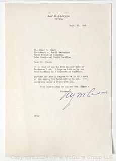 1962 Letter Signed by Alf M. Landon, Governor of Kansas and U.S. Presidential Candidate in 1936