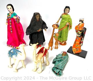 Collection of Souvenir Dolls and Leather Camels