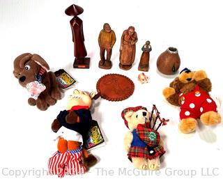 Group of Dolls and Carved Wooden Figurines