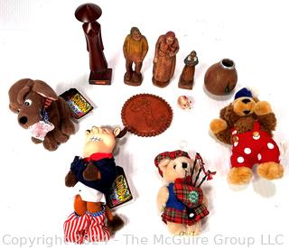 Group of Dolls and Carved Wooden Figurines