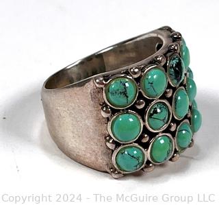 Petit Point Turquoise and Sterling Silver Ring