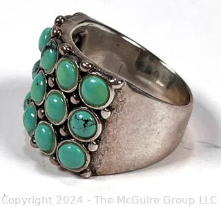 Petit Point Turquoise and Sterling Silver Ring