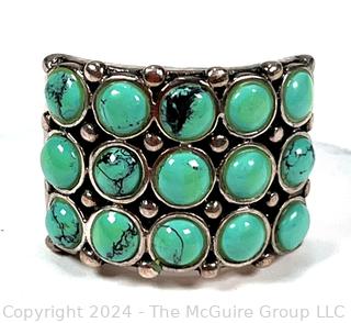 Petit Point Turquoise and Sterling Silver Ring