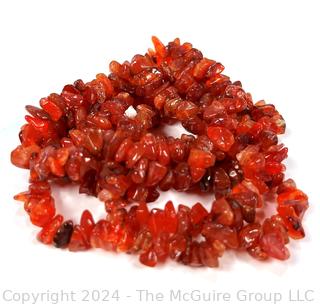 Opera Length Carnelian Chip Stone Necklace