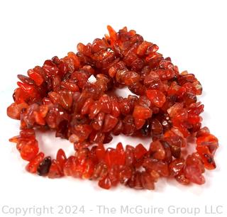 Opera Length Carnelian Chip Stone Necklace