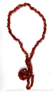 Opera Length Carnelian Chip Stone Necklace