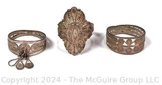 Three (3) Sterling Silver Filigree Rings