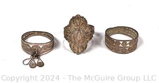 Three (3) Sterling Silver Filigree Rings