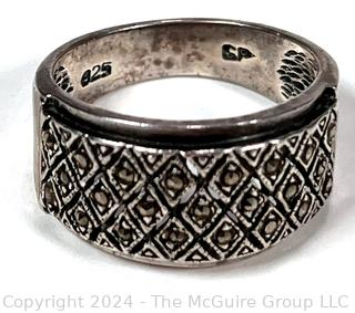 Sterling Silver and Marcasite Band Ring with Makers Mark.