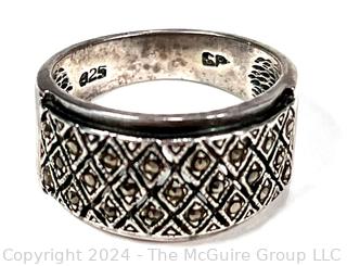 Sterling Silver and Marcasite Band Ring with Makers Mark.