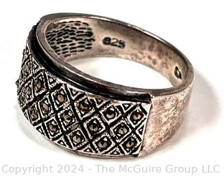 Sterling Silver and Marcasite Band Ring with Makers Mark.