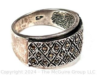 Sterling Silver and Marcasite Band Ring with Makers Mark.