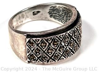 Sterling Silver and Marcasite Band Ring with Makers Mark.