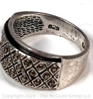 Sterling Silver and Marcasite Band Ring with Makers Mark.