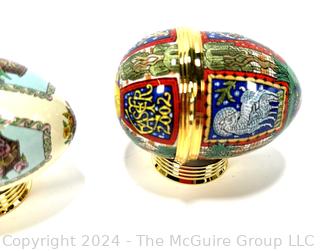 Three (3) Annual Halcyon Days Egg Enamel Trinket Boxes, Made in England