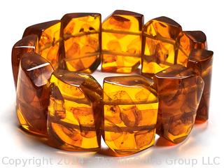 Amber Square Bead Stretch Bracelet. 