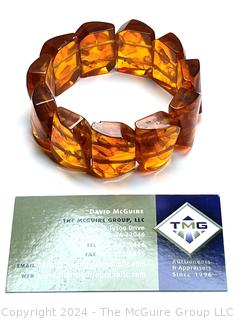 Amber Square Bead Stretch Bracelet. 