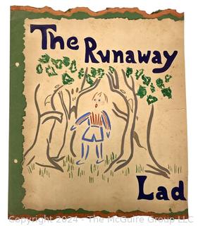 Folk Art Hand Printed Children's Book Titled "The Runaway Lad" by Barbara Duras