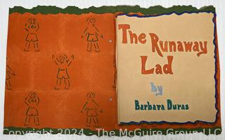 Folk Art Hand Printed Children's Book Titled "The Runaway Lad" by Barbara Duras